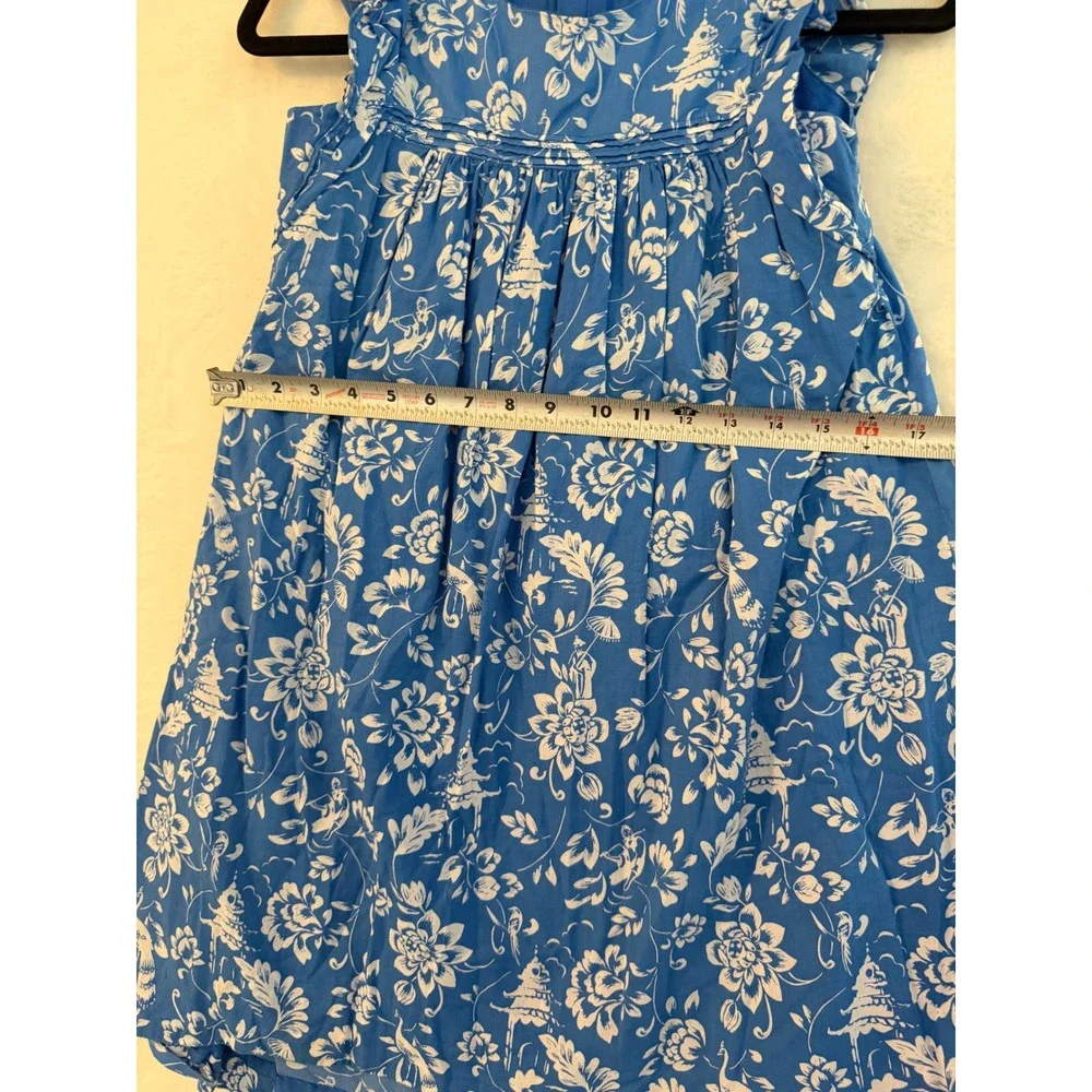 Tea Collection Girls Floral Toile Pagoda Dress Size 8 Sleeveless Ruffle
